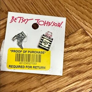 Betsey Johnson, silver boot and cologne post earrings new with defect